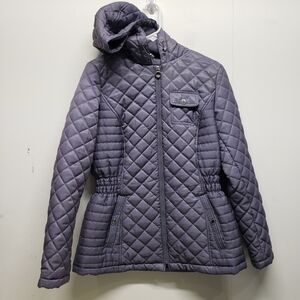 Laundry by Shelli Segal Quilted Full Zip Jacket Hoodie Womens Medium Lightweight